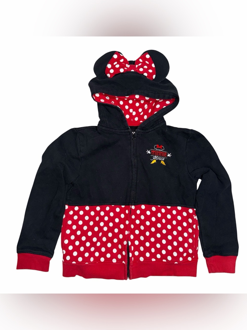 Disney Parks Minnie Mouse Polka Dot Full Zip Hoodie with Ears